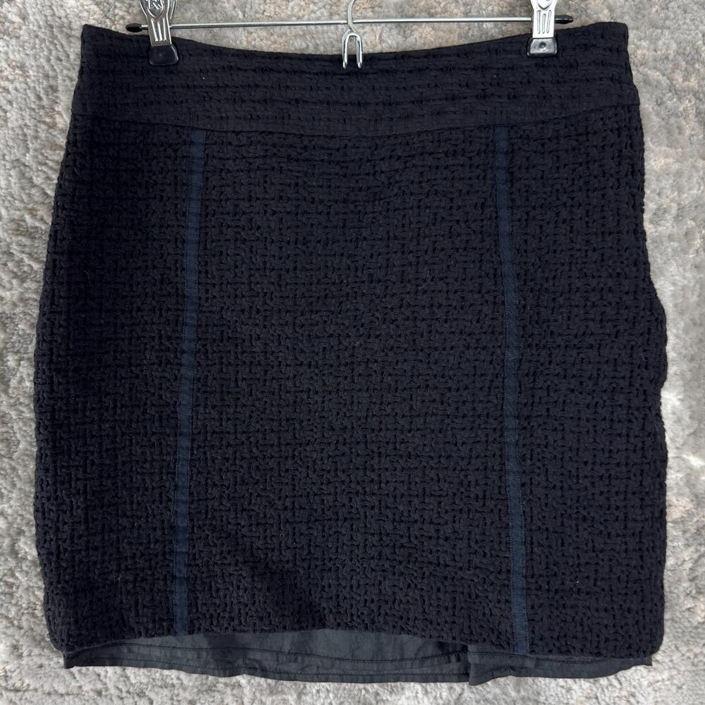 Ann Taylor LOFT Size 8 Textured Mini Lined Skirt Black‎ Zip Casual